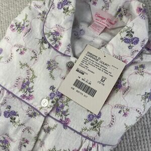 Vintage Carriage Court Floral Flannel Nightgown Purple White Cotton NWT Medium